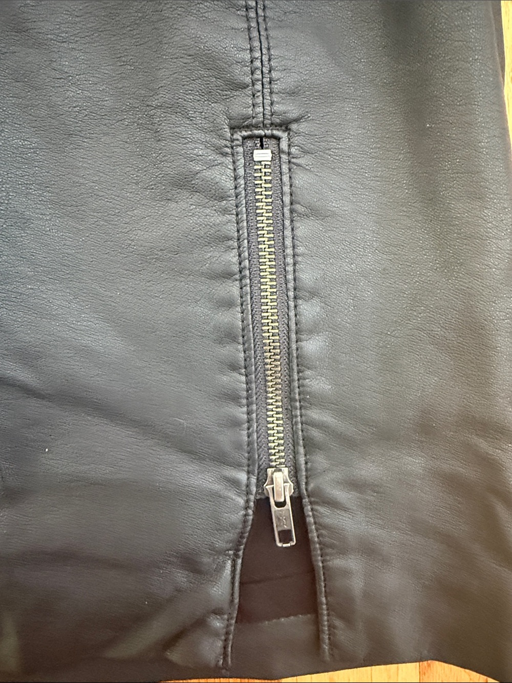Free People Black Faux Leather Mini Skirt with Zip Accent - Picture 3 of 5